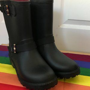 Tommy Hilfiger black Dew Moto rain boots